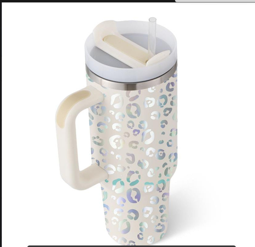 40oz Insulated Tumbler with Straw - Stainless Steel Spill-Proof Travel Mug with Handle and Lid