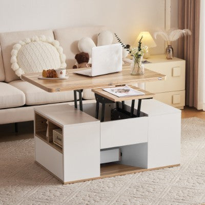 Lift Up Coffee Table with Storage & Drawers – Modern Grey Living Room Furniture