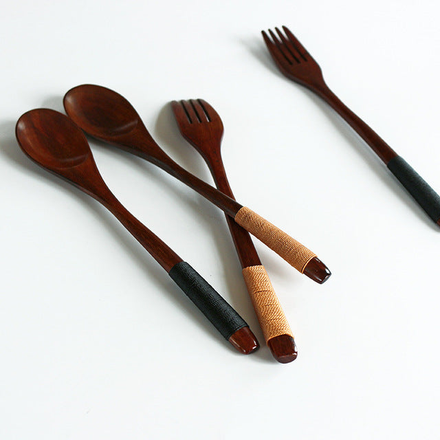 Wooden Cooking Utensils Set – Spoons & Forks for Kitchen Use