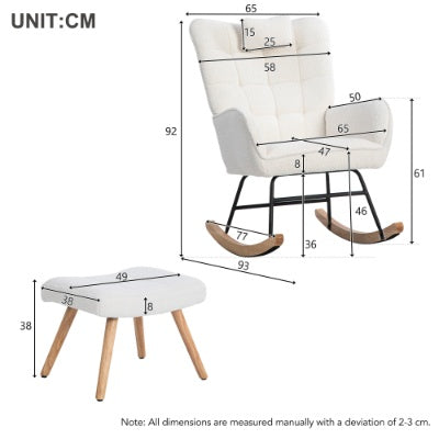 Modern Rocking Chair with Ottoman – Upholstered Lounge Chair for Living Room & Bedroom