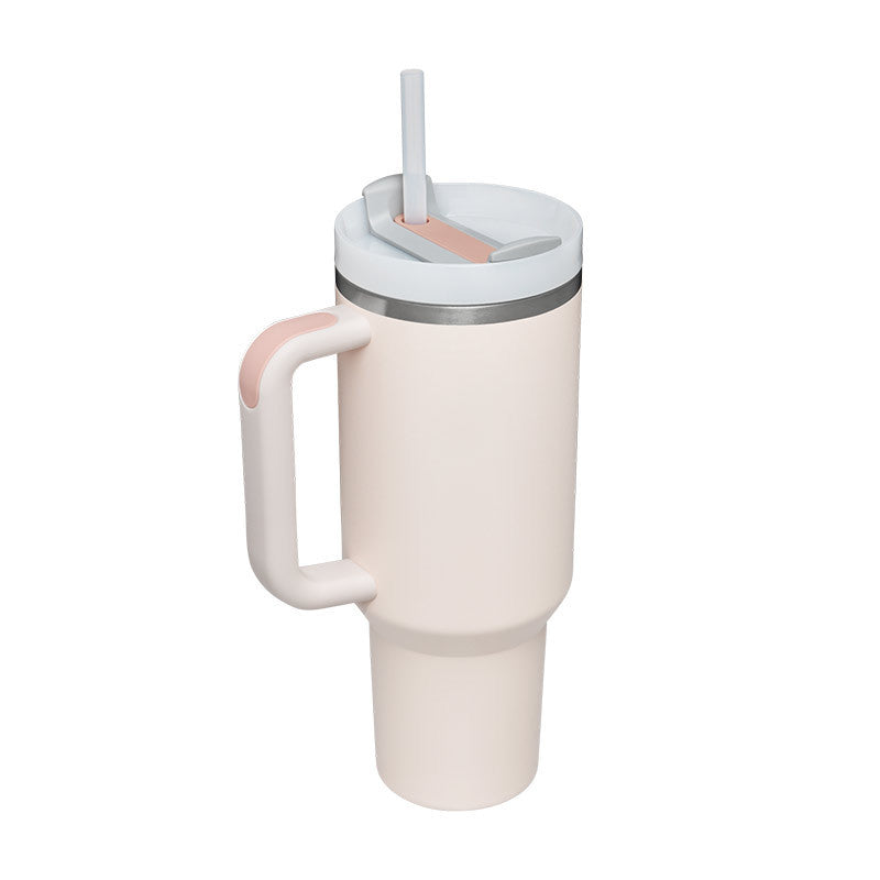 40oz Insulated Tumbler with Straw - Stainless Steel Spill-Proof Travel Mug with Handle and Lid