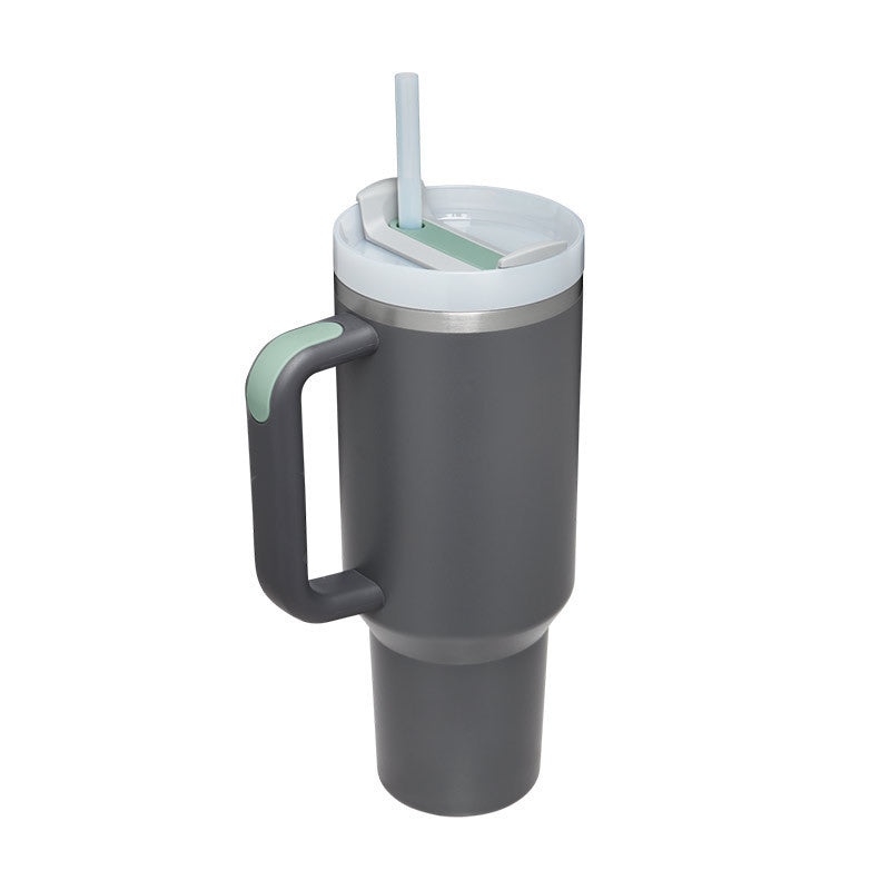 40oz Insulated Tumbler with Straw - Stainless Steel Spill-Proof Travel Mug with Handle and Lid