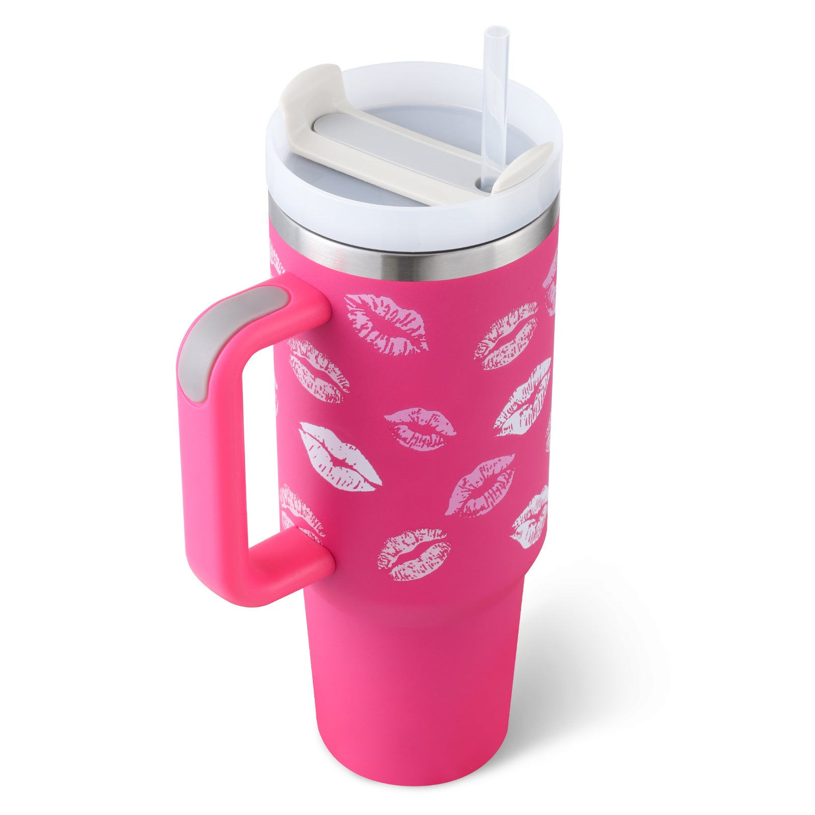 40oz Insulated Tumbler with Straw - Stainless Steel Spill-Proof Travel Mug with Handle and Lid