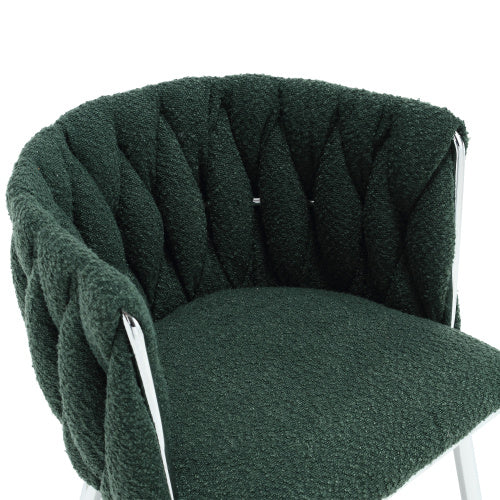 Modern Emerald Velvet Dining Chairs with Silver Legs – Set of 2