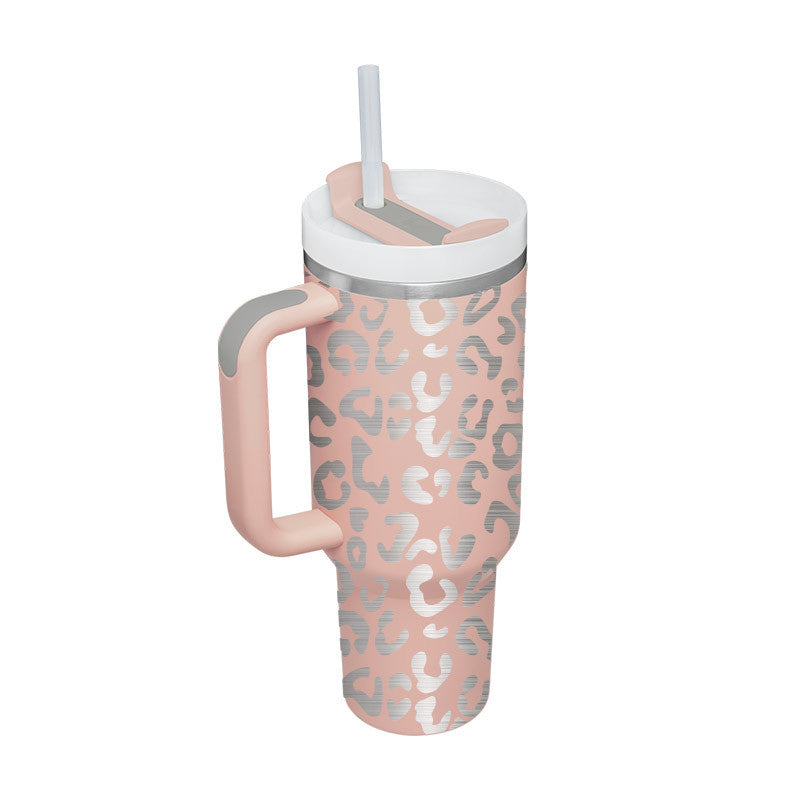 40oz Insulated Tumbler with Straw - Stainless Steel Spill-Proof Travel Mug with Handle and Lid