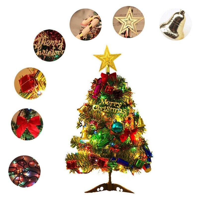 60cm Tabletop Christmas Tree - Artificial Mini Tree with Led Lights