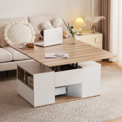 Lift Up Coffee Table with Storage & Drawers – Modern Grey Living Room Furniture