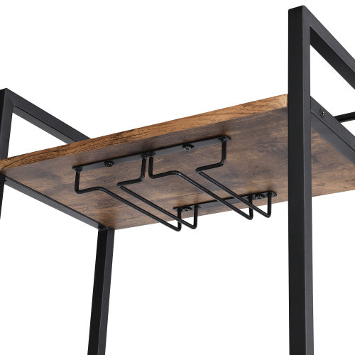 Industrial Bar Table Set with 2 Chairs – Rustic Brown Counter Height Dining Table