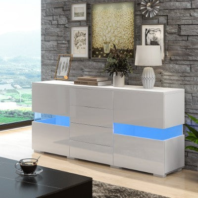 High Gloss LED Sideboard Cabinet with Storage – Modern Living Room Furniture