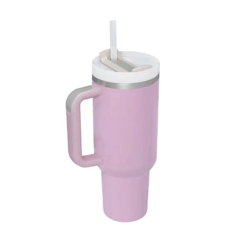 40oz Insulated Tumbler with Straw - Stainless Steel Spill-Proof Travel Mug with Handle and Lid