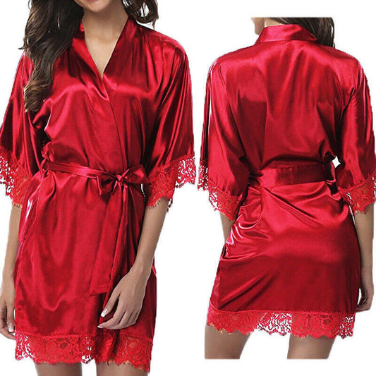 Elegant Satin Kimono Robe - Lightweight Sleepwear for Women, Bride or Bridesmaid (UK Stock)