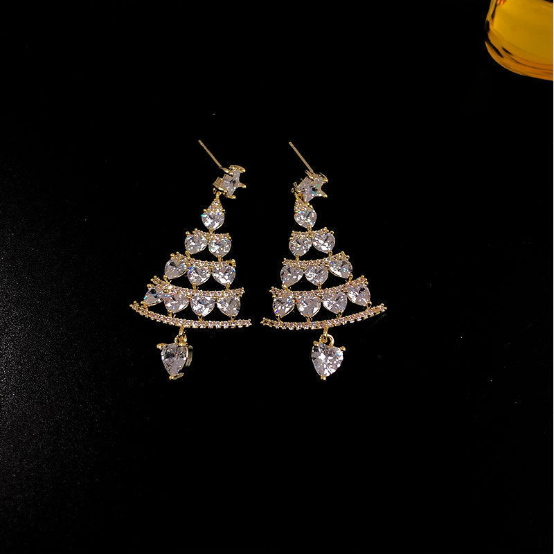 Silver Xmas Tree Earrings