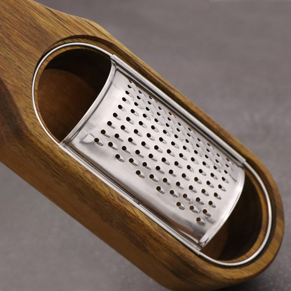 Stainless Steel Cheese Grater with Wooden Handle – Kitchen Tool