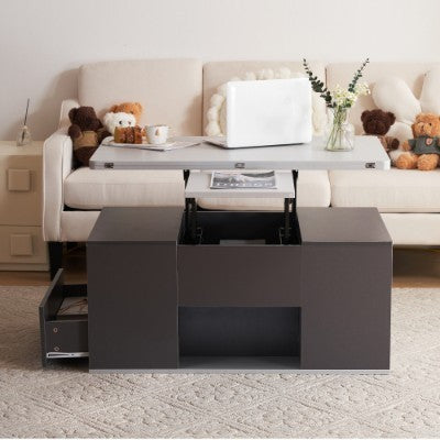 Lift Up Coffee Table with Storage & Drawers – Modern Grey Living Room Furniture