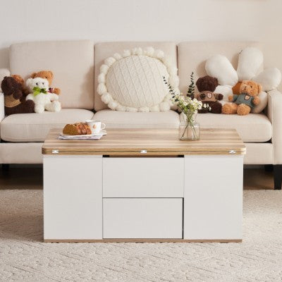 Lift Up Coffee Table with Storage & Drawers – Modern Grey Living Room Furniture