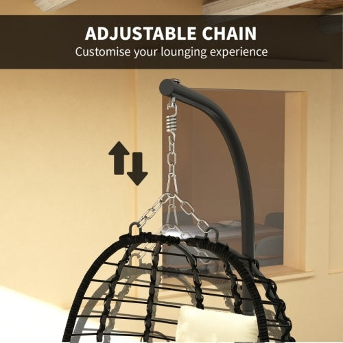Hanging Egg Chair with Cushion and Stand – Rattan Outdoor Swing Chair