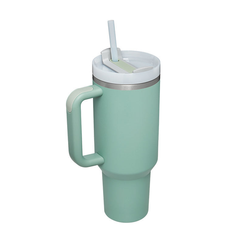 40oz Insulated Tumbler with Straw - Stainless Steel Spill-Proof Travel Mug with Handle and Lid