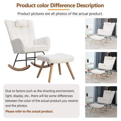 Modern Rocking Chair with Ottoman – Upholstered Lounge Chair for Living Room & Bedroom