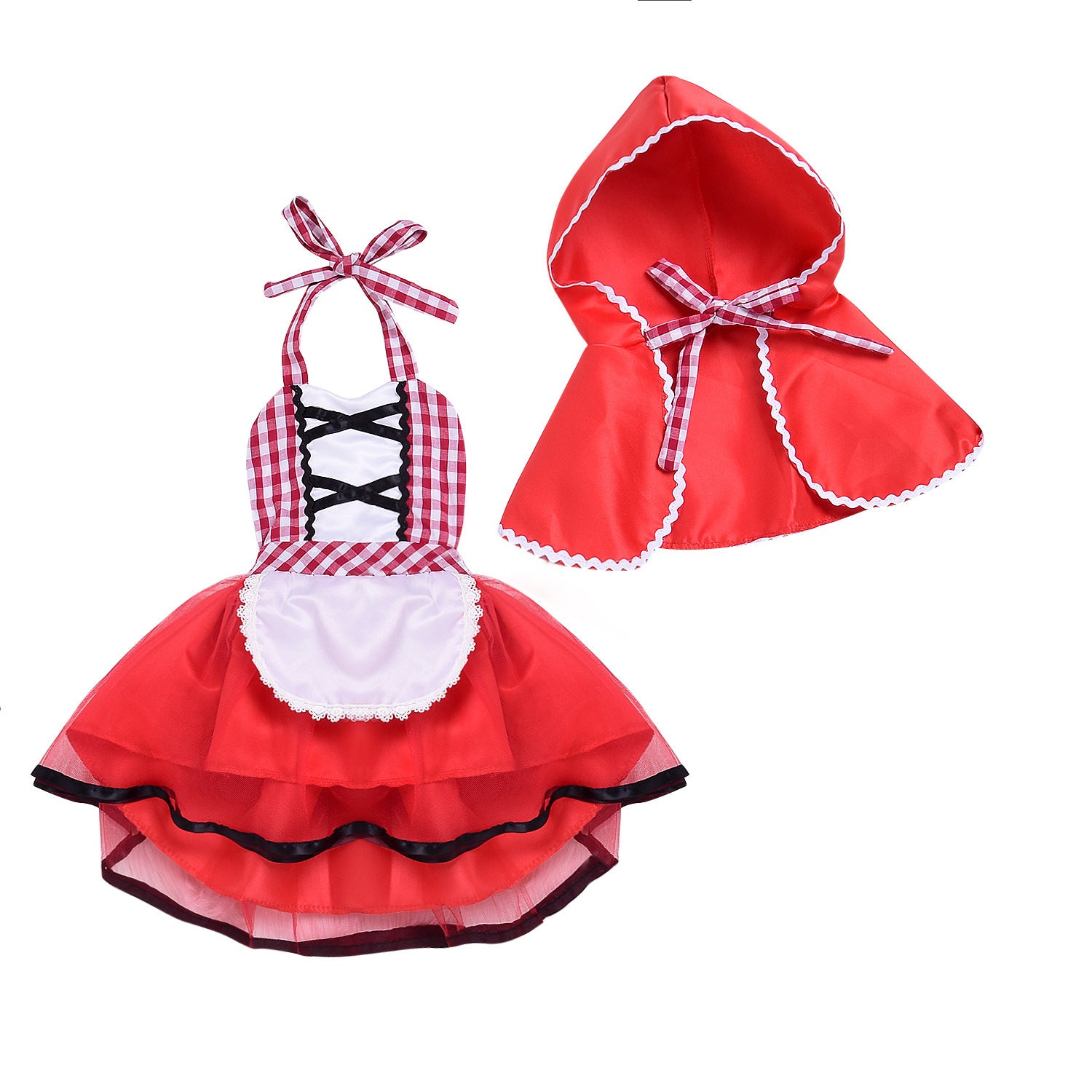 Kids Little Red Riding Hood Halloween Costume – Red Cape & Dress Outfit