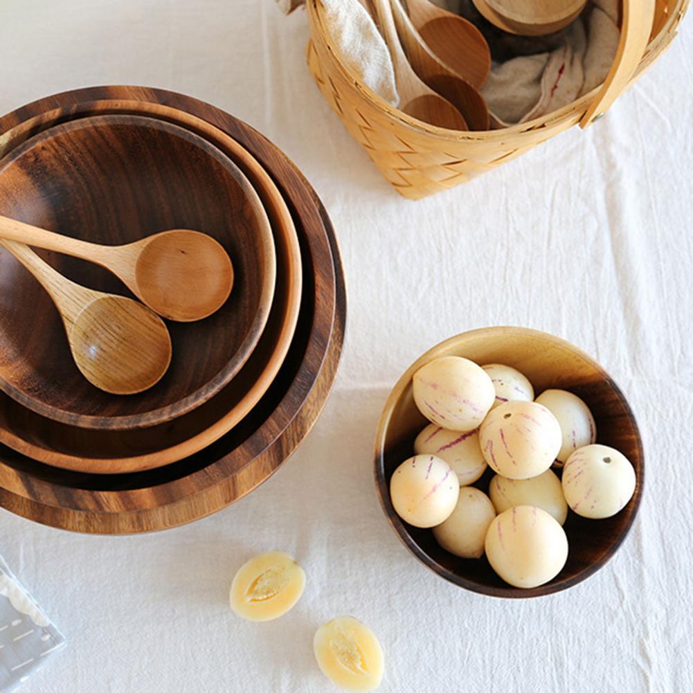 Natural Wooden Bowl – Handcrafted Fruit, Salad & Snack Bowl