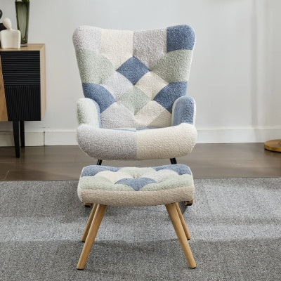 Modern Rocking Chair for Adults – High Back Lounge Recliner with Wooden Legs