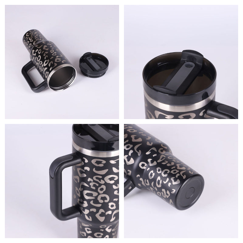 40oz Insulated Tumbler with Straw - Stainless Steel Spill-Proof Travel Mug with Handle and Lid