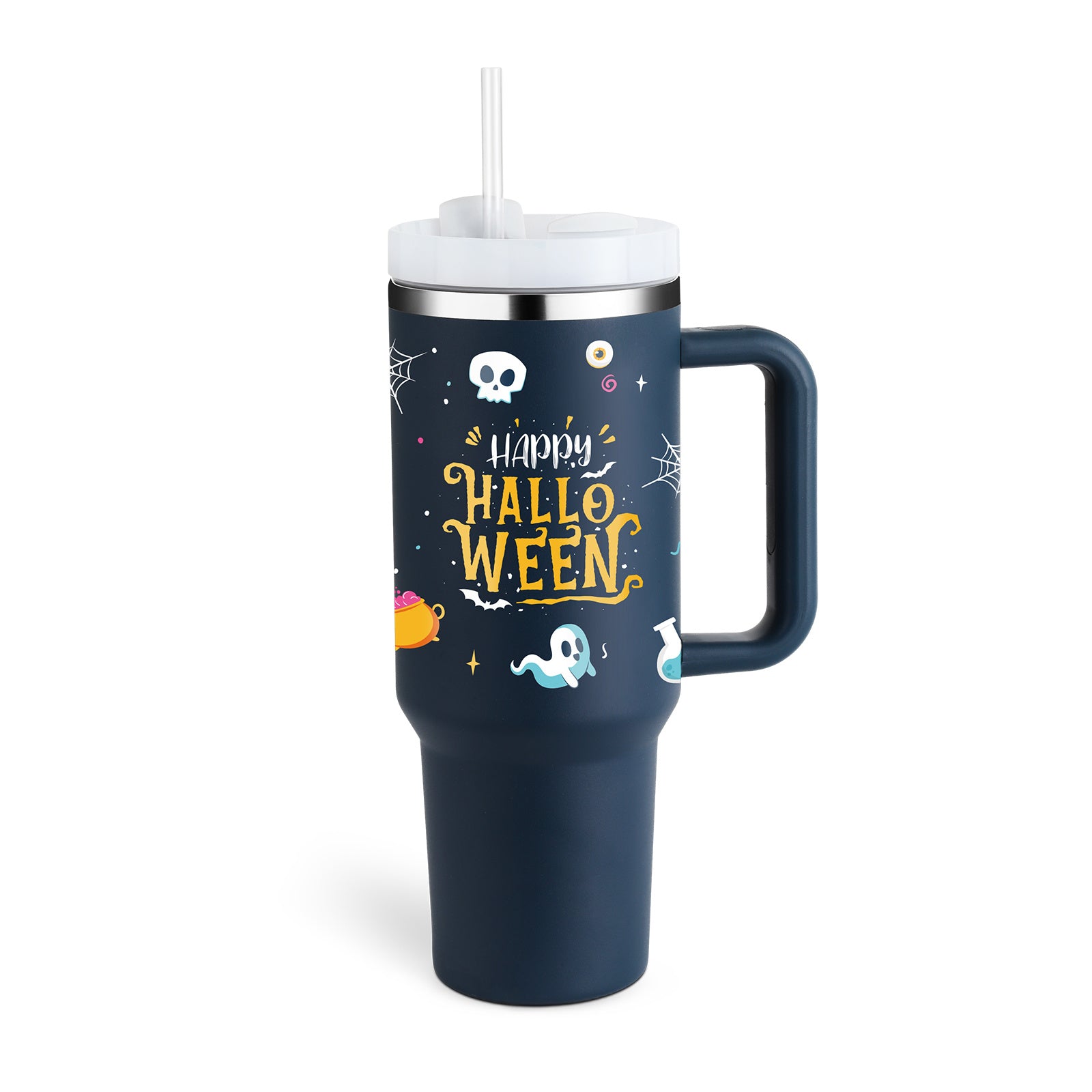 40oz Insulated Tumbler with Straw - Stainless Steel Spill-Proof Travel Mug with Handle and Lid