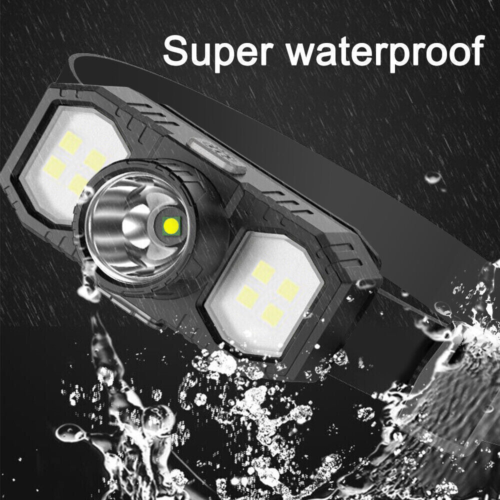 LED Head Torch - USB Rechargeable Waterproof Headlamp for Camping, Hiking & Work (UK Stock)