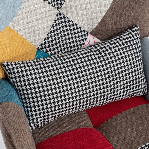 Multicolour Lounge Chair with Footrest – Modern Living Room Armchair & Cushion Set