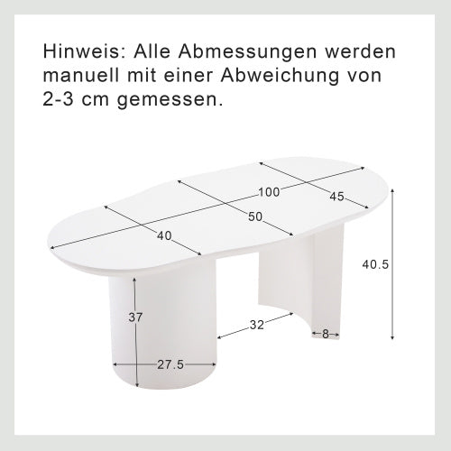 Modern White Coffee Table – Abstract Cloud Shaped Wooden Painted Table for Living Room