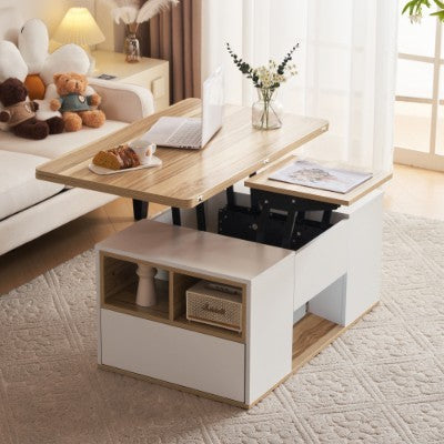 Lift Up Coffee Table with Storage & Drawers – Modern Grey Living Room Furniture