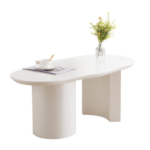 Modern White Coffee Table – Abstract Cloud Shaped Wooden Painted Table for Living Room