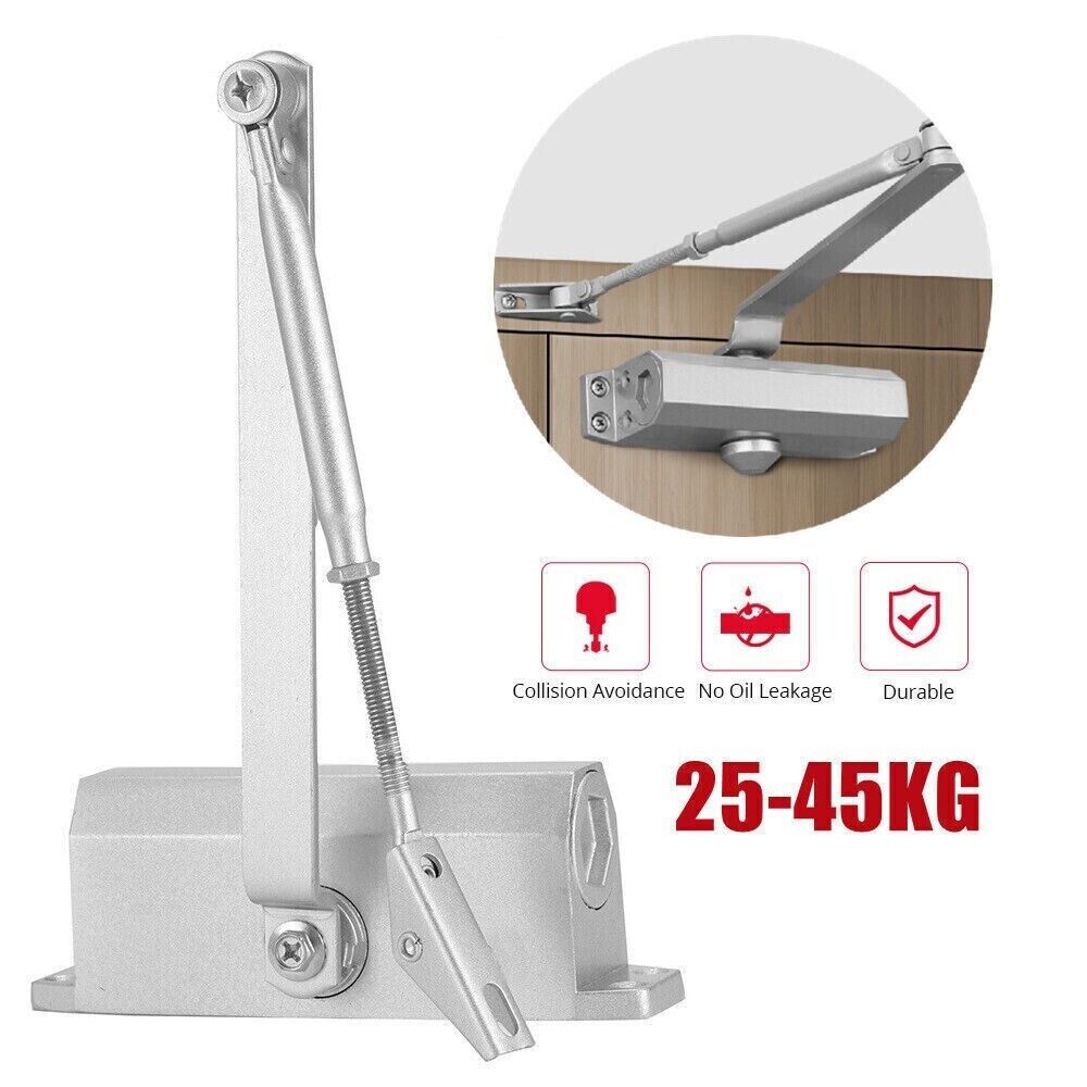 Heavy Duty Overhead Door Closer - Fire Rated Adjustable Closer for 25-45Kg Doors, Soft Closing