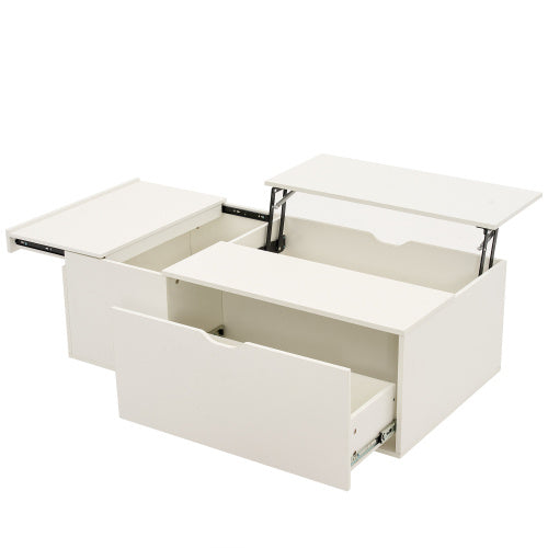 Modern White Lift Up Coffee Table – Storage Drawer Table for Living Room