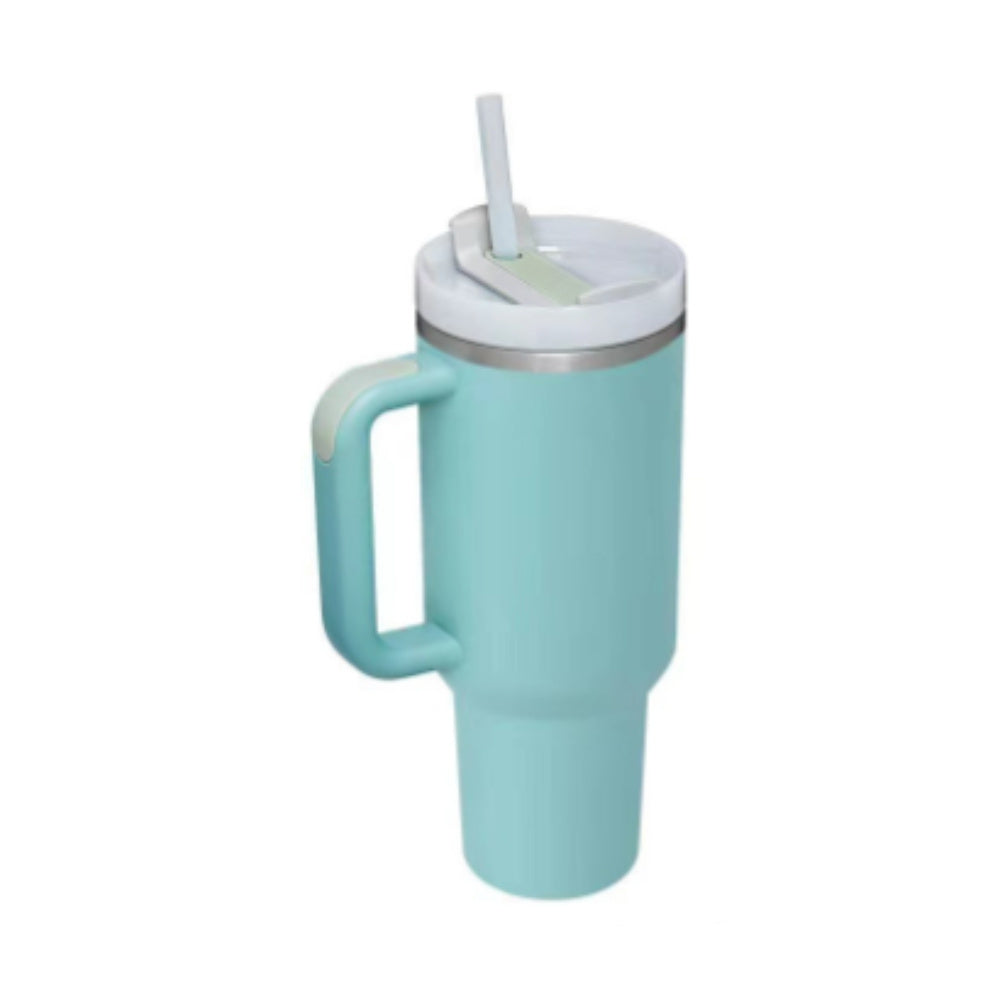 40oz Insulated Tumbler with Straw - Stainless Steel Spill-Proof Travel Mug with Handle and Lid