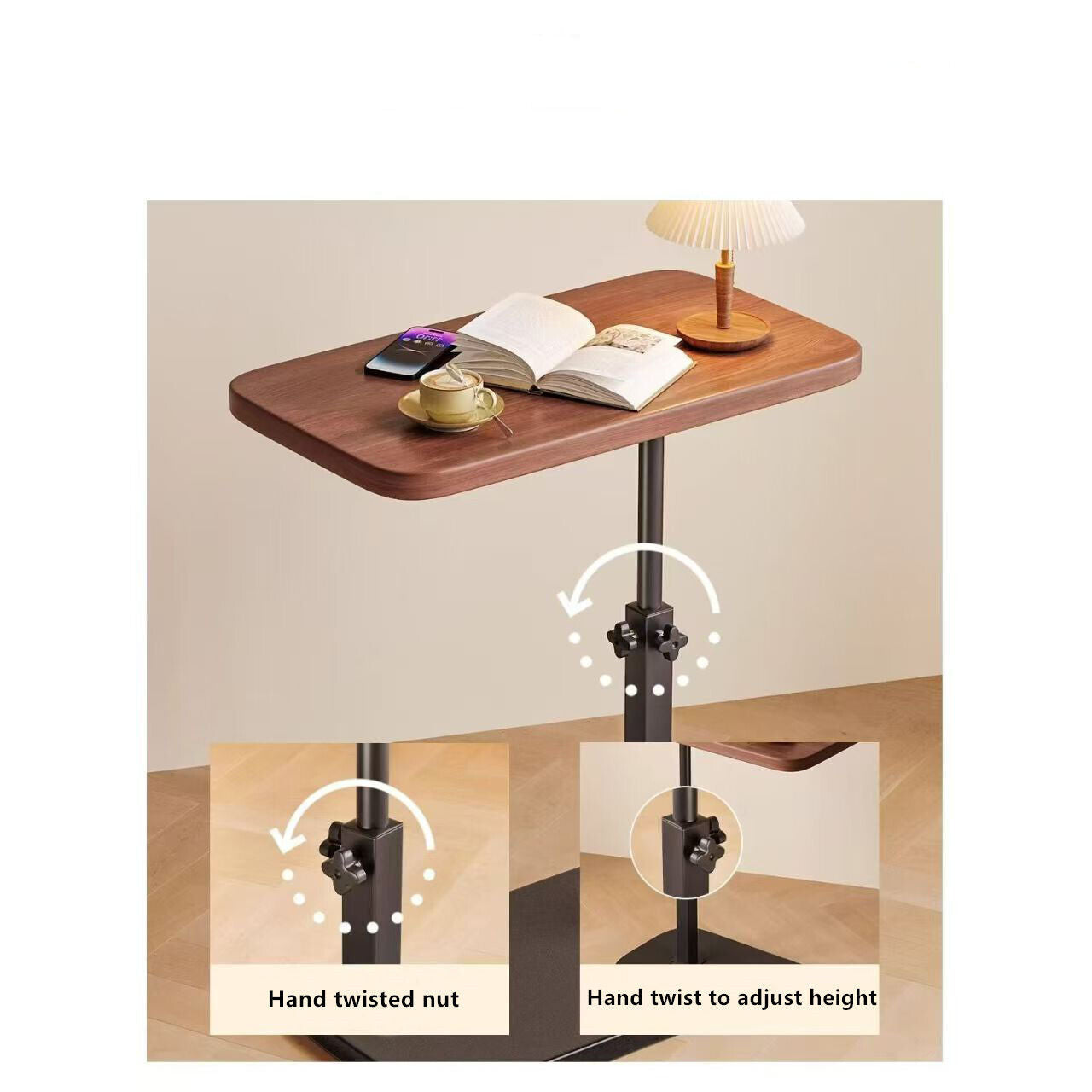 Adjustable C-Shaped Sofa Side Table – Modern Coffee & Laptop Table for Living Room