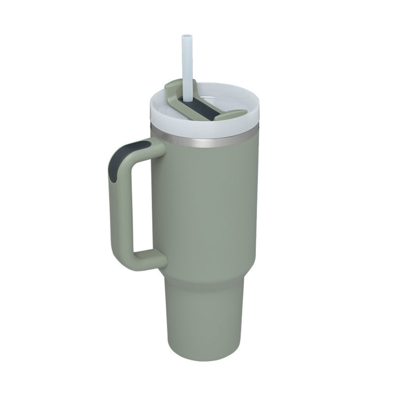 40oz Insulated Tumbler with Straw - Stainless Steel Spill-Proof Travel Mug with Handle and Lid