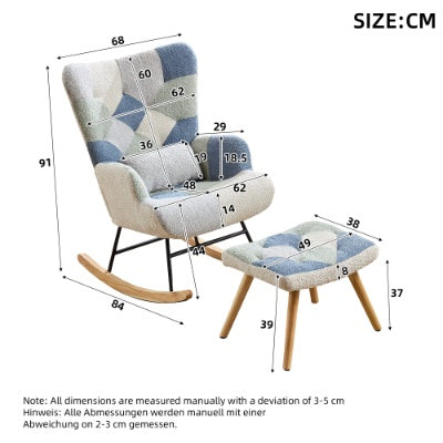 Modern Rocking Chair for Adults – High Back Lounge Recliner with Wooden Legs