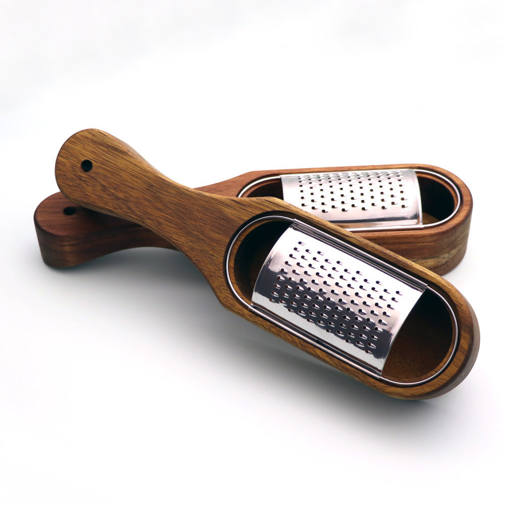 Stainless Steel Cheese Grater with Wooden Handle – Kitchen Tool