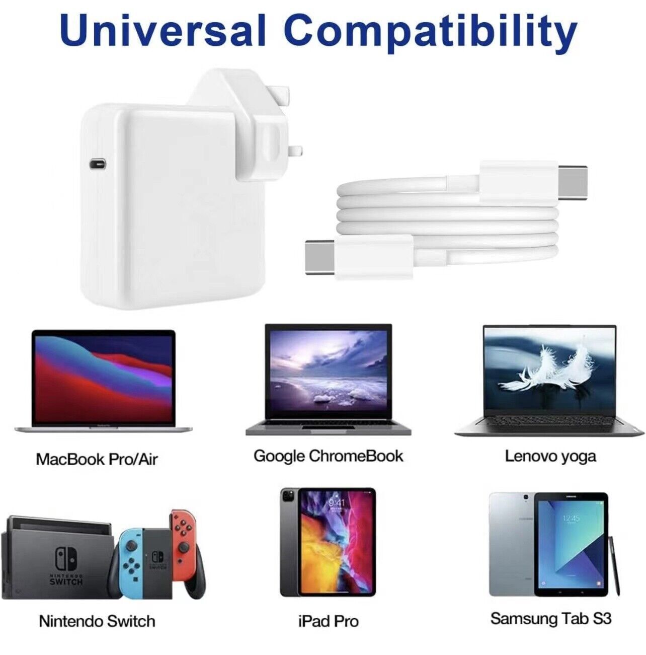 87W USB C Type C Fast Charger Power Adapter Compatible With IPhone  Book Pro Uk Plug
