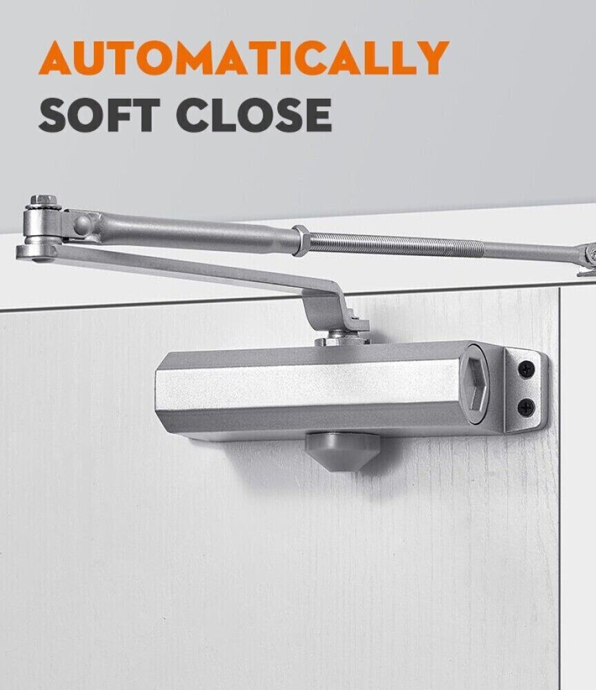 Heavy Duty Overhead Door Closer - Fire Rated Adjustable Closer for 25-45Kg Doors, Soft Closing