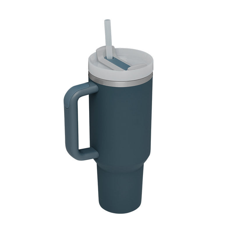 40oz Insulated Tumbler with Straw - Stainless Steel Spill-Proof Travel Mug with Handle and Lid