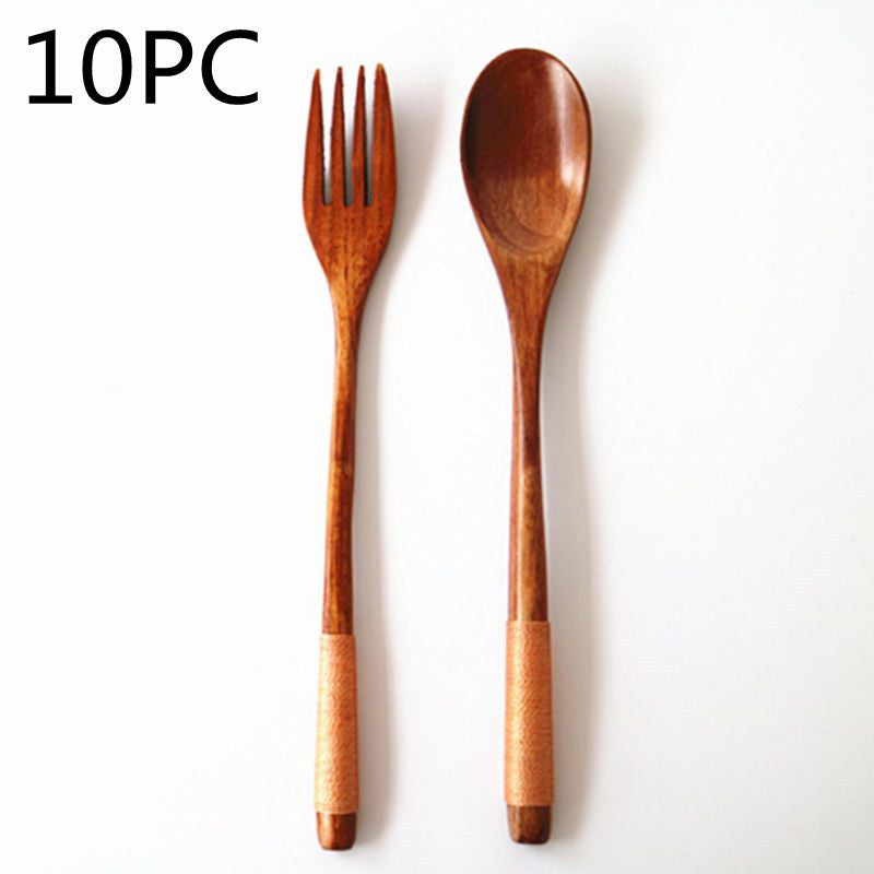 Wooden Cooking Utensils Set – Spoons & Forks for Kitchen Use